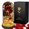 Wieczna róża w szkle – Głęboka czerwień ze złotym pyłem